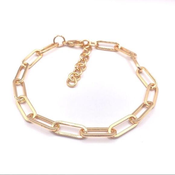 Gold toned chain linked ankle bracelet - Picture 2 of 4